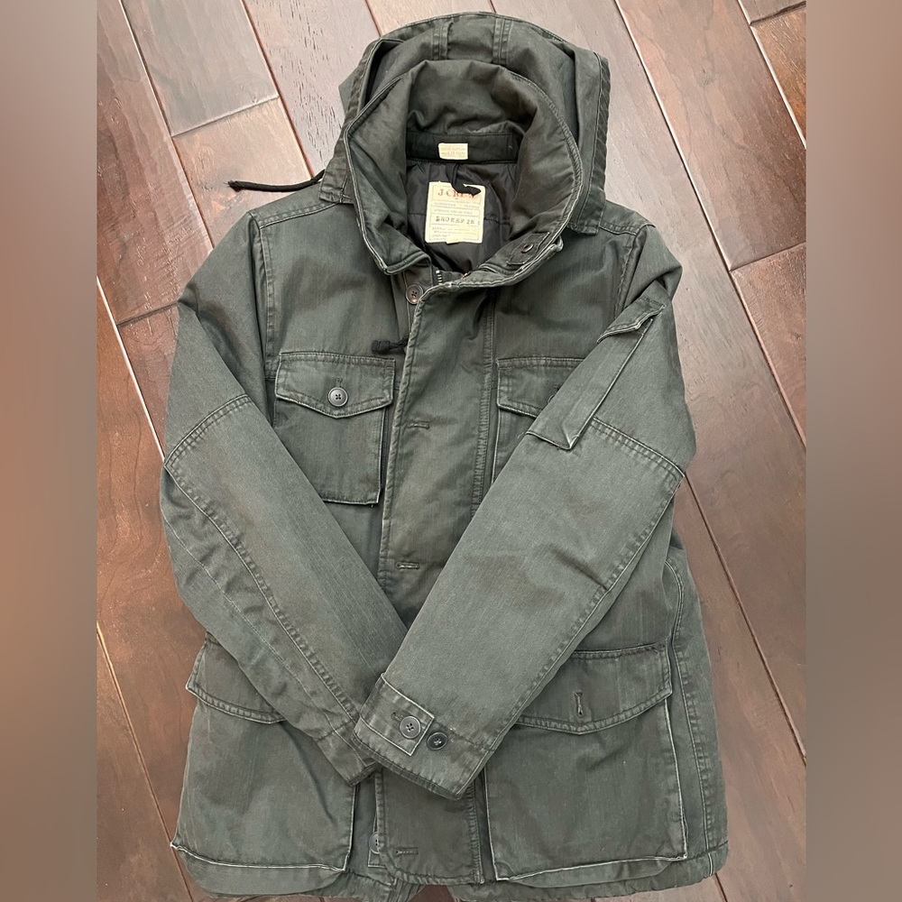 J. Crew broken in style military heavy weight coat.